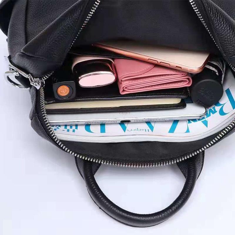 Wind Fashion Backpack Large Capacity Women'S Backpack First Layer Cowhide Shoulder Bag Broadband 8620