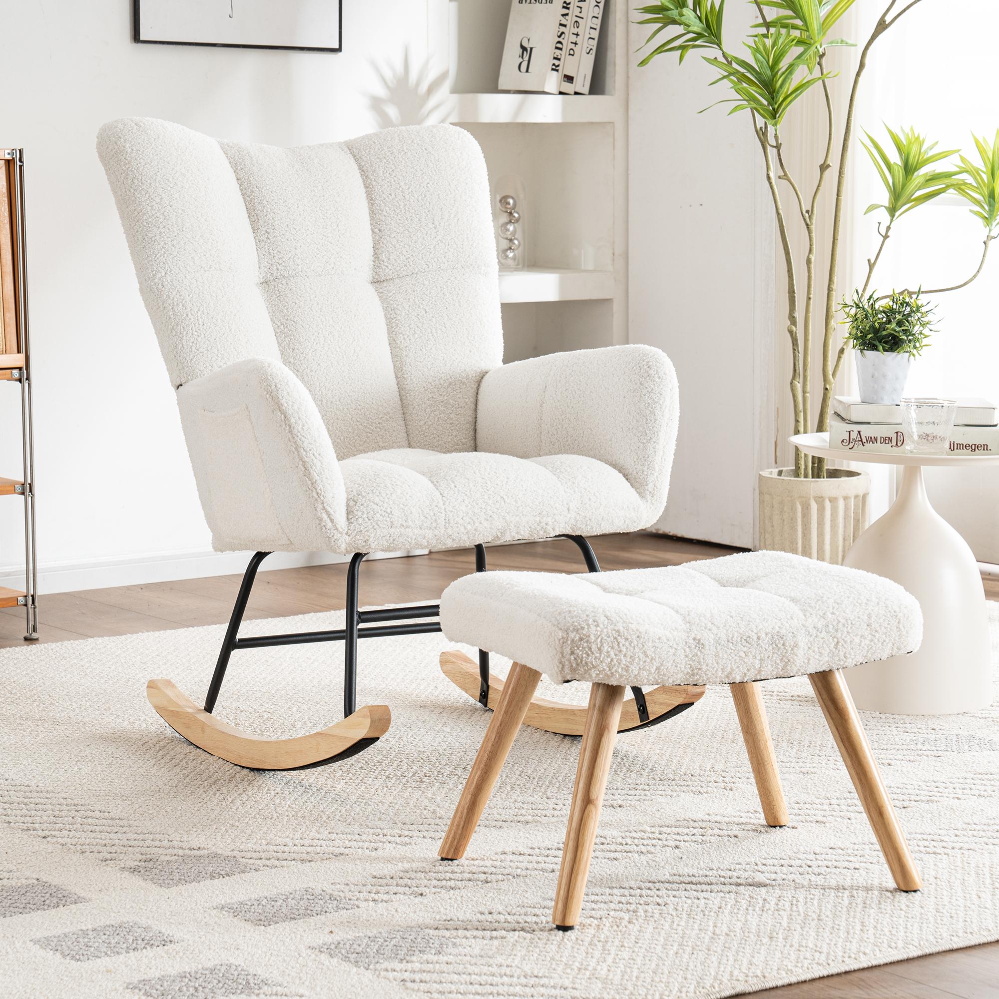 Ergonomic white rocking chair, height 92