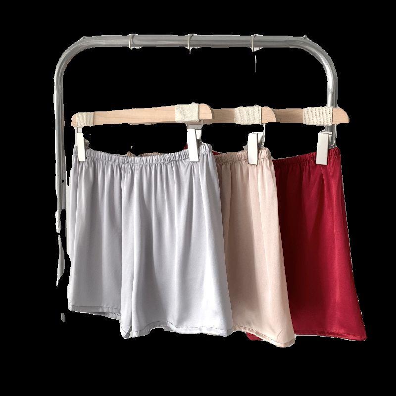 Pure Silk Base Shorts White Safety Pants Easiest for Match Loose Plaid Slimming Anti-Emptied Lace Women's Mulberry Silk