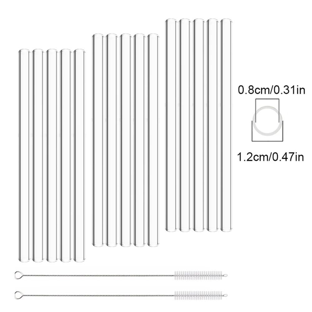 200*12mm Reusable Glass Straws Eco-friendly Drinking Straws for Smoothie Milkshakes Tea Juice Cocktail Straw with Brush