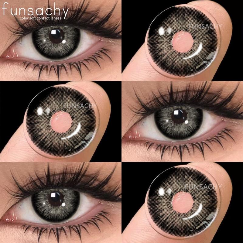 

FUNSACHY 1 пара цветных зрачков для глаз, натуральные карие большие глаза, контактные линзы, косметика, зеленые линзы для глаз, серые линзы для женщин и мужчин