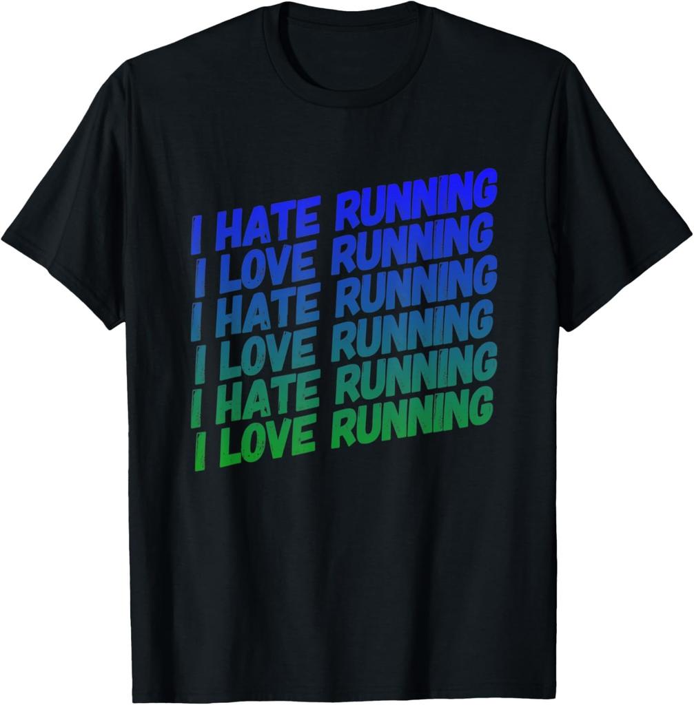 Funny Sarcastic Mens I Hate Running Tshirt Marathon Runner Fitness Workout Tee for Guys Cotton Printed Short Sleeve Shirts Y2k