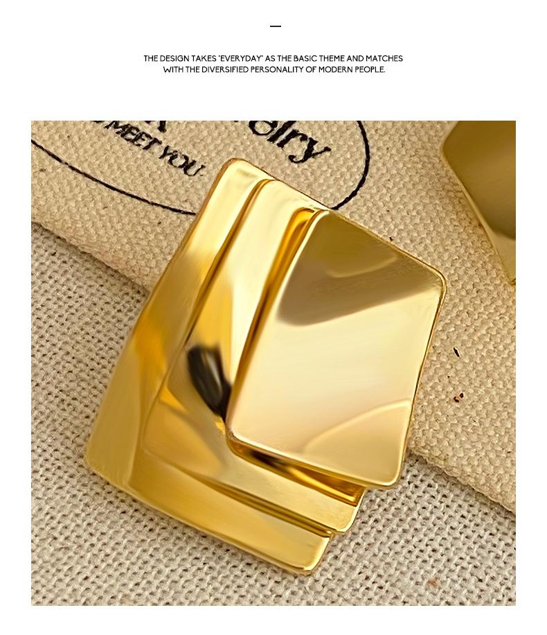 Minimalist Geometric Metal Stud Earrings: European & American Niche Design, Cold Style, Exaggerated High-End Look for Women