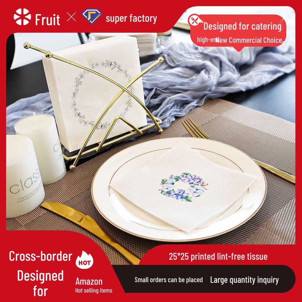 25x25cm Printed Dust-Free Napkins for Restaurants, Cafes, and Cocktail Tables