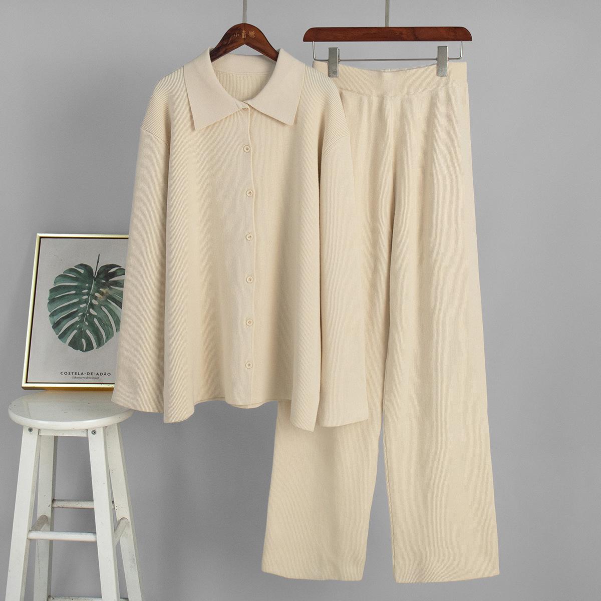 

Women s Knit Set Long Sleeve Cardigan and Wide Leg Pants Two Piece Outfit S