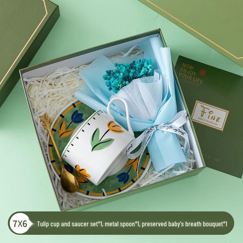 Ceramic Mug Gift Set with Flower 7X6