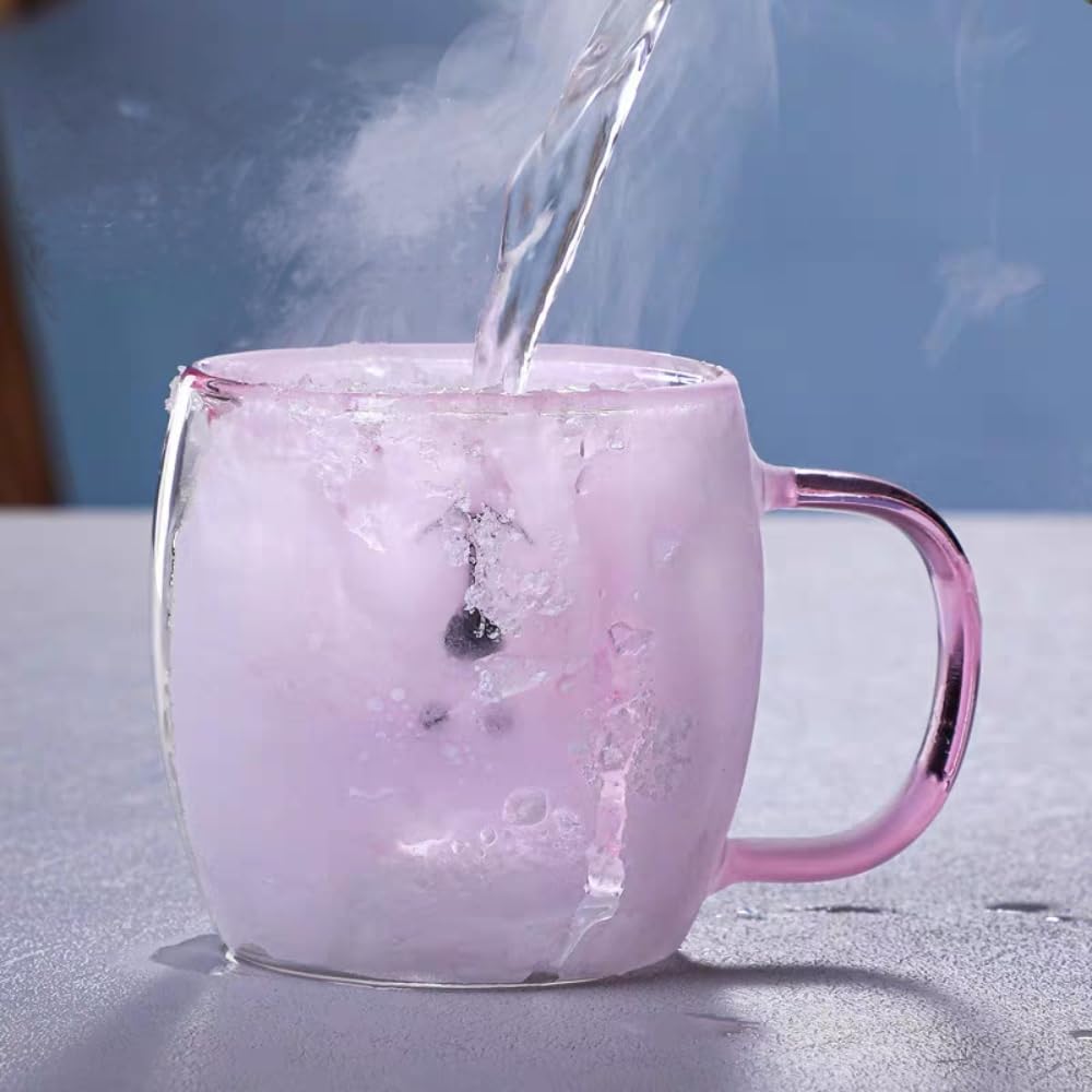 Nishida Glass Bear Cup Cup Set Cute Glass with Insulates Hot and Cold and Bear Mug Mug Double-Walled Heat-Resistant & (250ml) Double-Walled