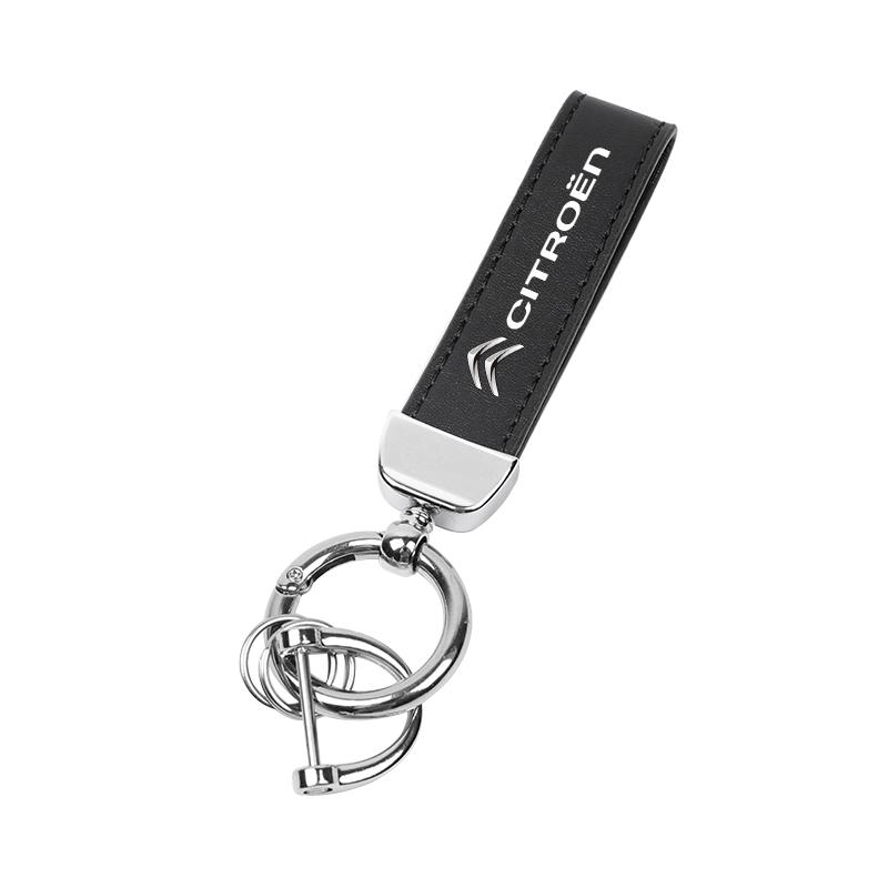 1Pcs Car Emblem Keychain Metal Leather Key Ring Accessories For Citroen C1 DS3 C2 C3 Vts C4 Saxo C4L C5 C6 C8 Xsara C3-XR