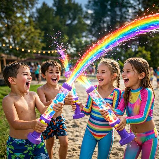 1/2/3/4Pcs Glowing Rainbow LED Water Sprayer, Light-up Water Sprinkler with Colorful Lights, Water Sprayer Tube Toy for Outdoor Summer Pool Party
