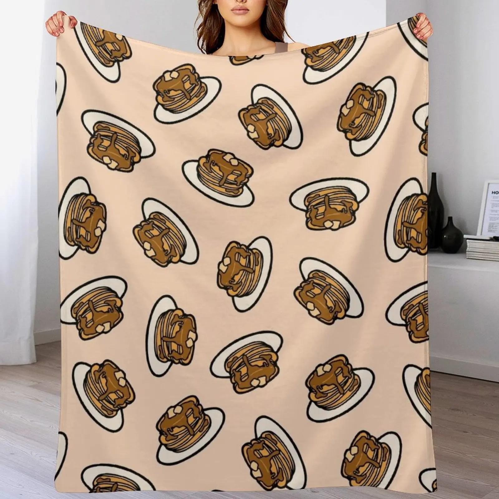 

Pancakes with Butter and Syrup Pattern on Pale Peach Throw Blanket Warm Napping Blanket for Office Couch Bed 102x76cm(40x30in)