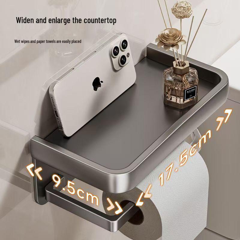 Punch-Free Bathroom Tissue and Phone Holder