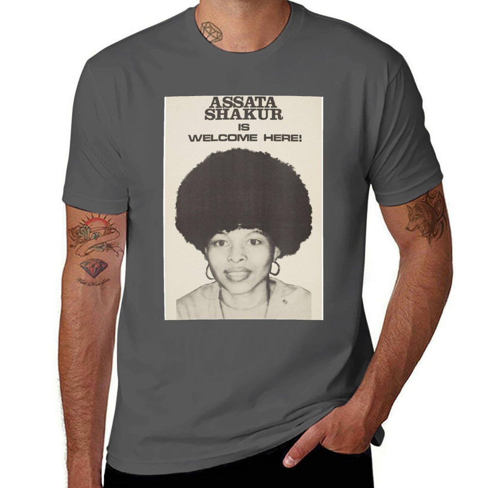 

Assata Shakur is Welcome Here T-Shirt for a boy plus size clothes tshirts personalised valentines clothes t shirt for men 4XL