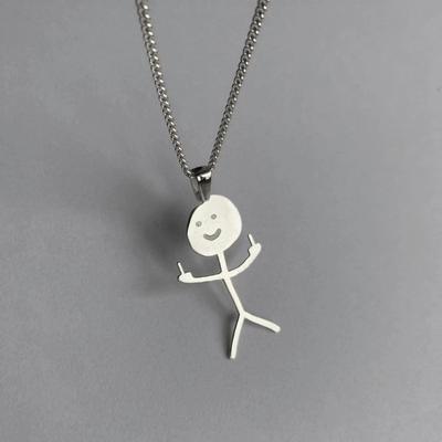Mode Hip Hop drôle Doodle pendentif collier pour homme femme Stickman majeur Rock Punk collier bijoux de fête
