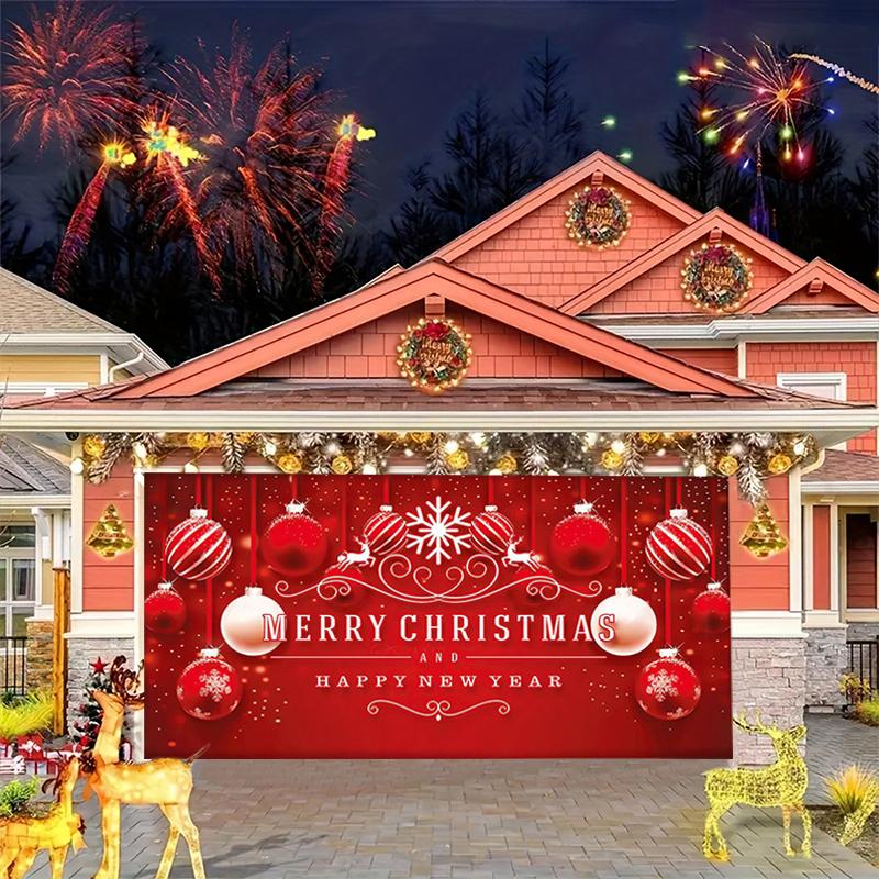 1PC Christmas Garage Door Banner Decorated Garage Door Screen 240x210cm