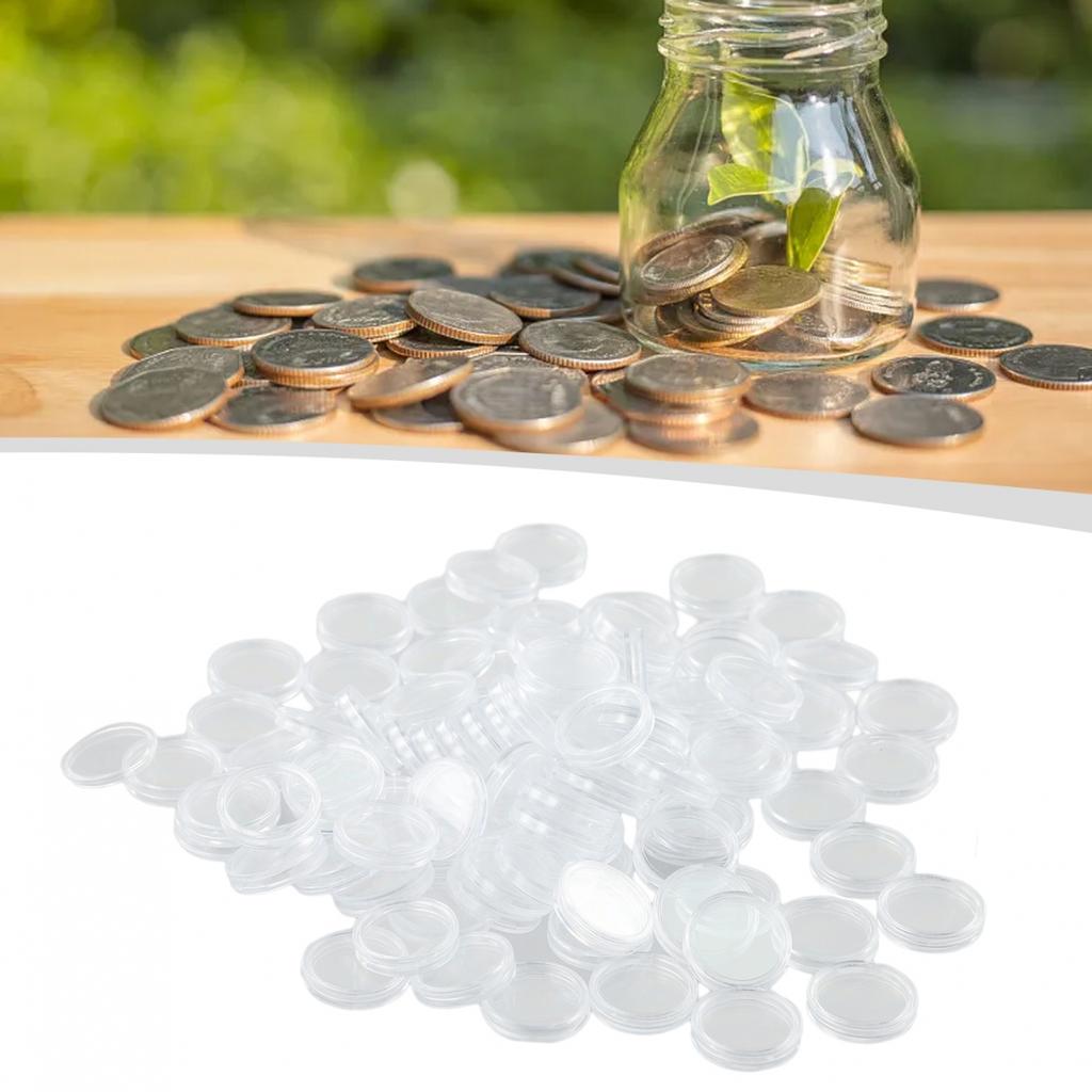 Round Coin Holders Clear Reusable Protect Display Capsules Transparent