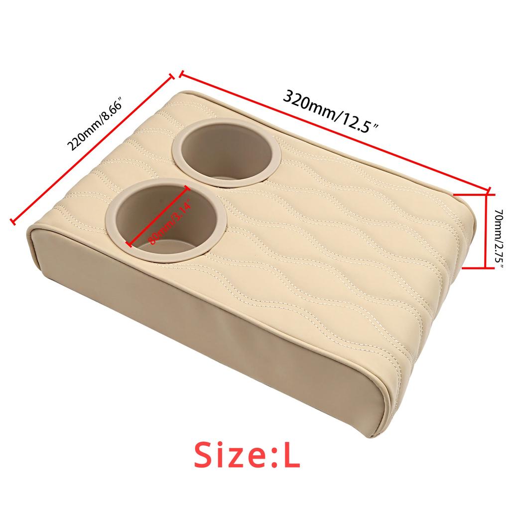 Auto Mittelkonsole Armlehnenkissen Weiche Bequeme Memory-Schaum Armlehnenkissenmatte mit 2 Getränkehaltern Universell für die meisten Autos