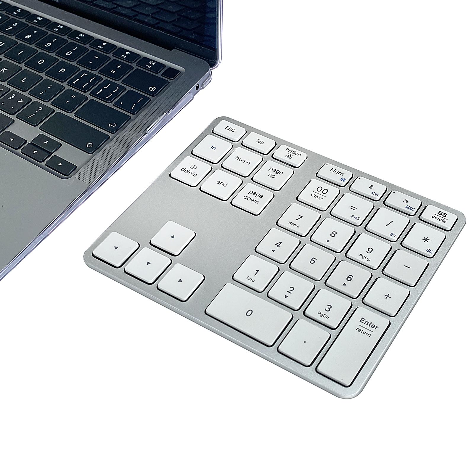 

2,4G + BT5.0, двухрежимная цифровая клавиатура, 35 клавиш, клавиатура для финансового учета, корпус из алюминиевого сплава