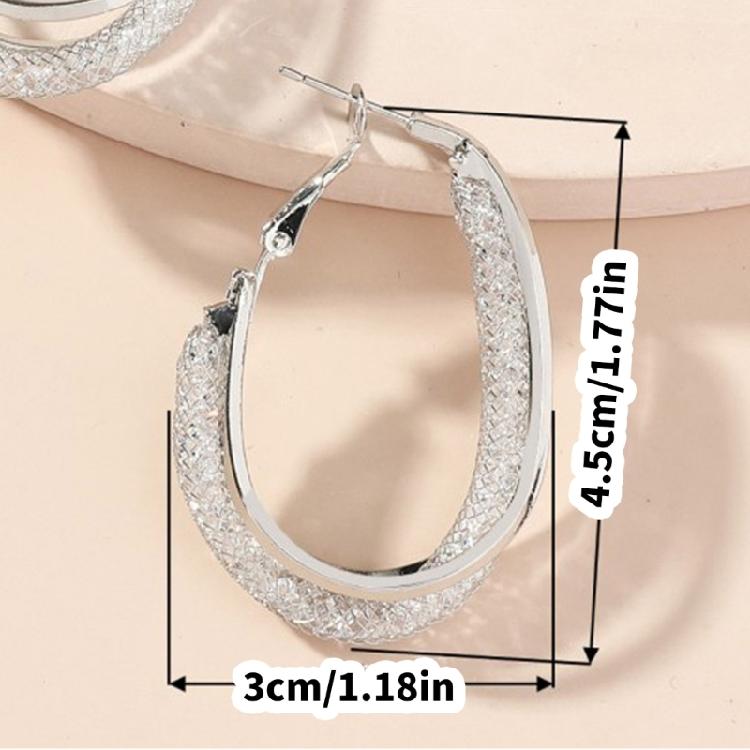 Chic Large Alloy Hoop Earrings Sophisticated Large Mesh Hoop Earrings for Modern Women Comfortable Ear Jewelry