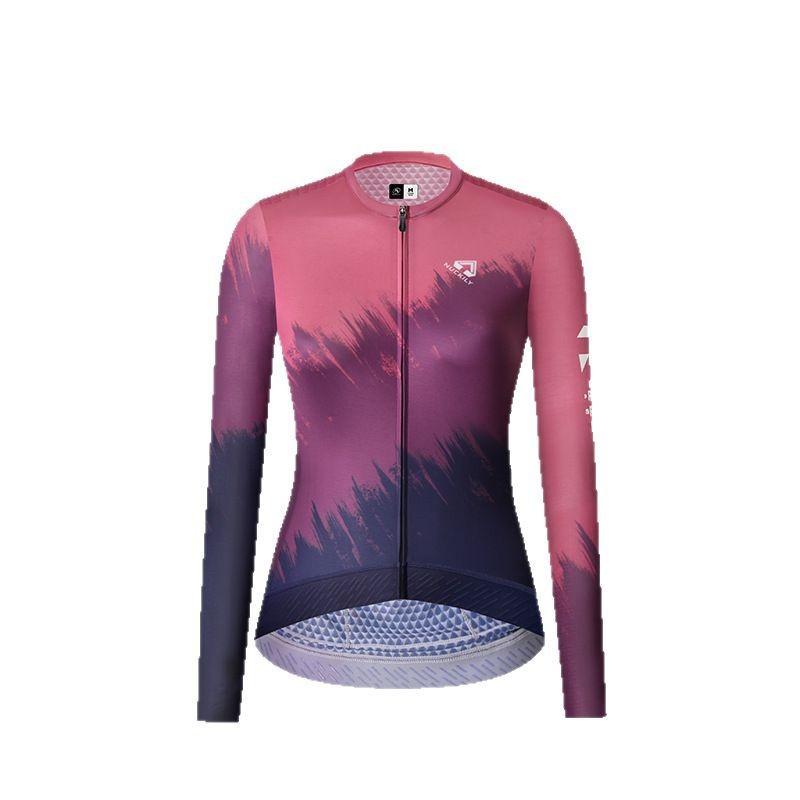 Womens Cycling Jersey Long Sleeve Breathable Quick-Dry Slim Fit Road Bike Outdoor Sport