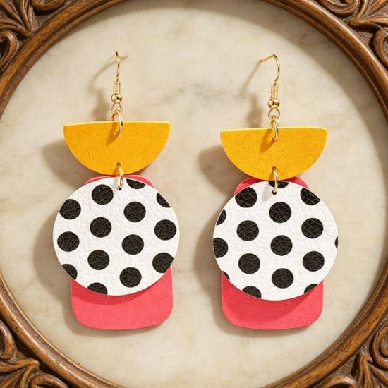Black & White Leather Dangle Earrings - European & American Fashion