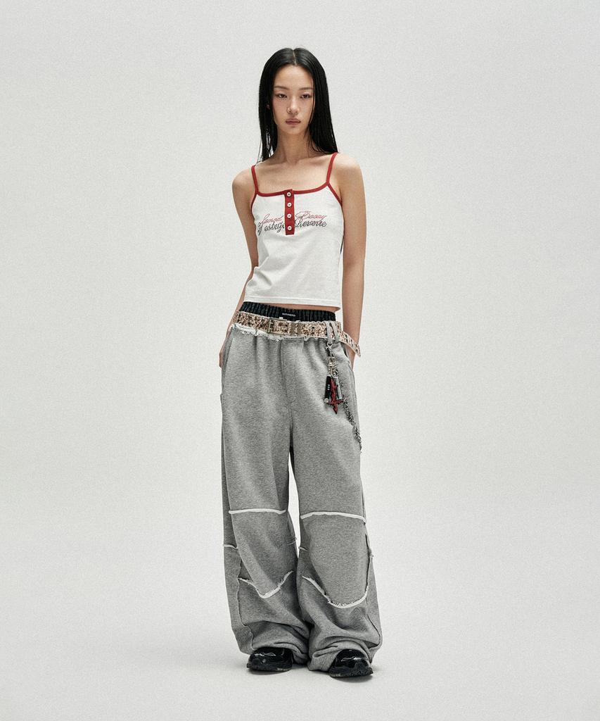 NOT4NERD Raw Edge Curved Biker Sweat Pants - Gray