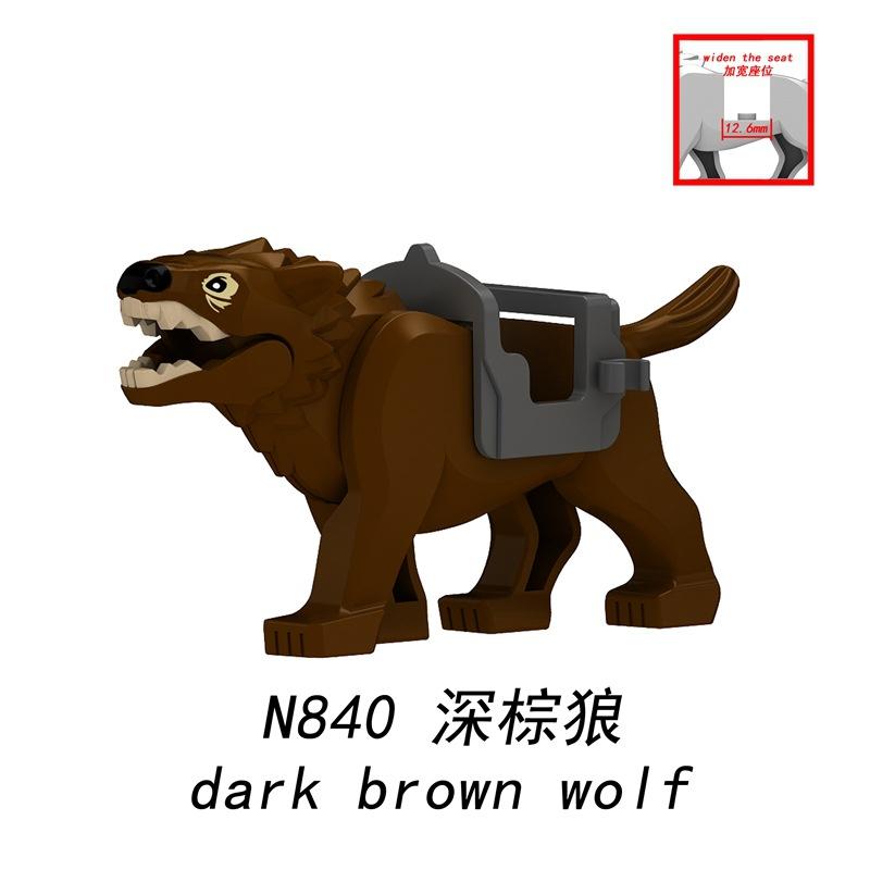 MOC Medieval Wolf Building Blocks Castle Army Knight Soldiers Figures Mount Animal Bricks Toys Gift DF004