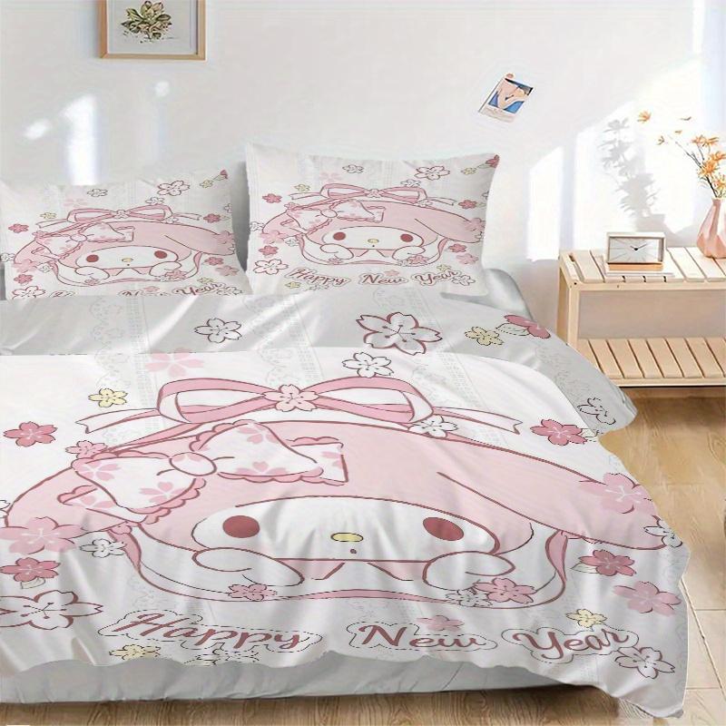 

3pcs My Melody Happy New Year Printed Quilt Set - Includes 1 Quilt Cover and 2 Pillowcases, Machine Washable - Suitable for All Seasons.W068 135x200cm