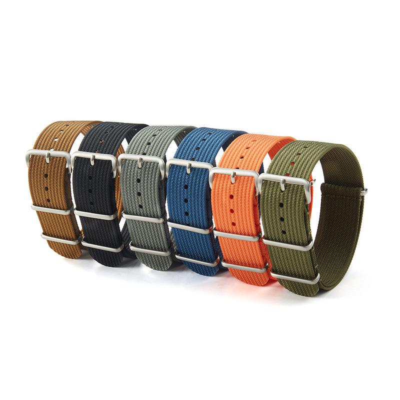 Solid Color NATO Nylon Watch Strap - One-Piece Woven, Available In 18/20/22mm
