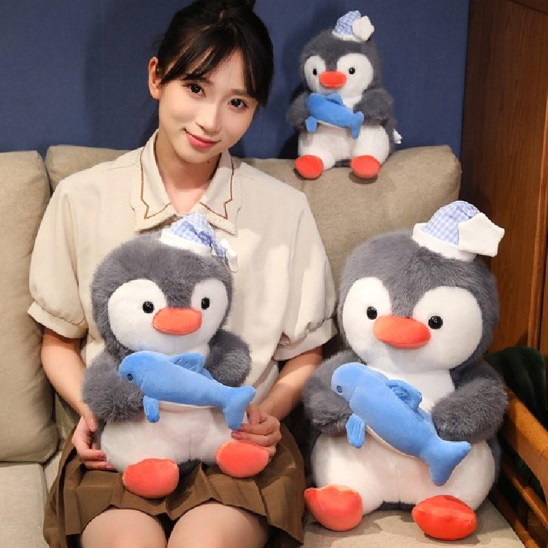 Penguin Fish Holding Soft Plush Toy Room Decoration Ornament Children Gifts