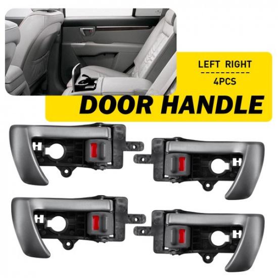 4pcs Interior Door Handle For 2007 Hyundai 2008-2012 Santa Fe Silver Plastic EOA
