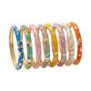 Leaf Floral Pattern Enamel Bangle Bracelet Colorful Drip Cloisonne Bracelet  Beach Vacation