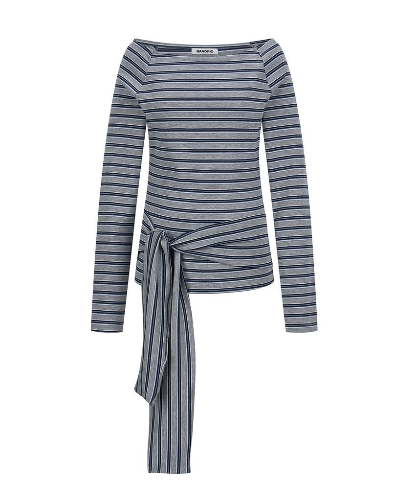 Saendeulig Stripe Strap T-Shirt_Melange Gray