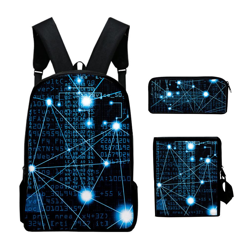 Stile Classico Novità Tecnologia Stampa 3D 3pz/Set pupilla Zaini Scolastici Zaino Daypack per Laptop Borsa a spalla inclinata Astuccio