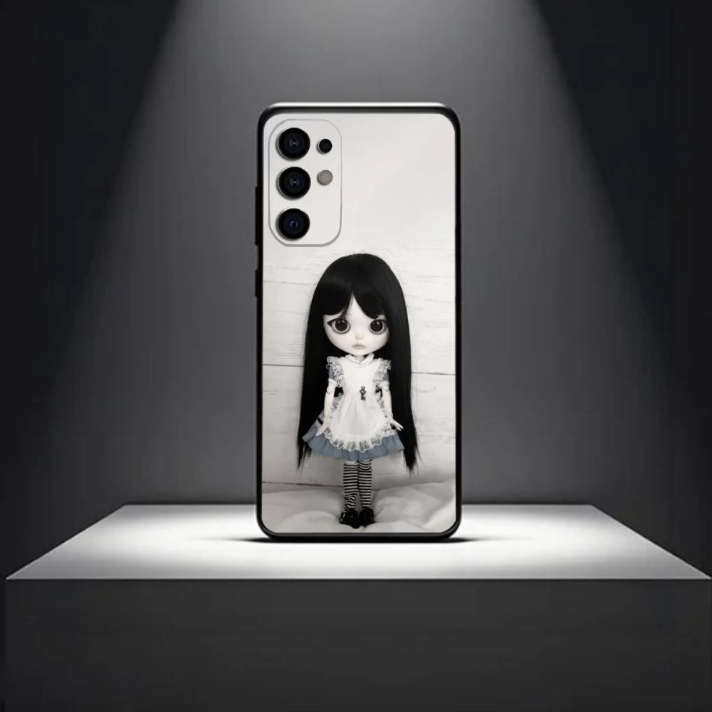 D-Dark-style Doll Phone Case For Samsung S 25,24,23,22,30,21,10,9,Ultra,Plus,Lite,FE,4,5 G Soft Black Case