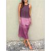 Fashion Vest Long Dress Women Summer Sleeveless O Neck Dress Summer Gradient Casual Dresses