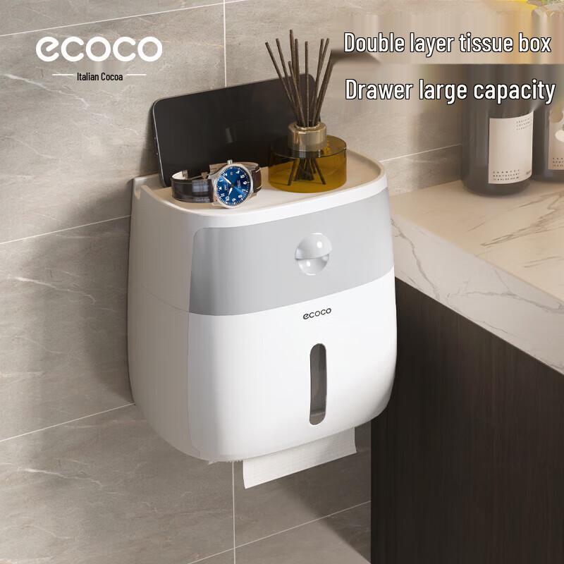 ecoco Wandmontierte Badezimmer-Taschentuchbox mit Aufbewahrung