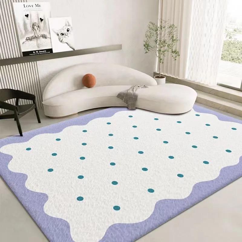 Nordic Polka Dot Cream Style Carpet Cream Color Kids Play Mat Living Room Bedroom Soft Plush Rug Non Slip Home Large Area Rugs