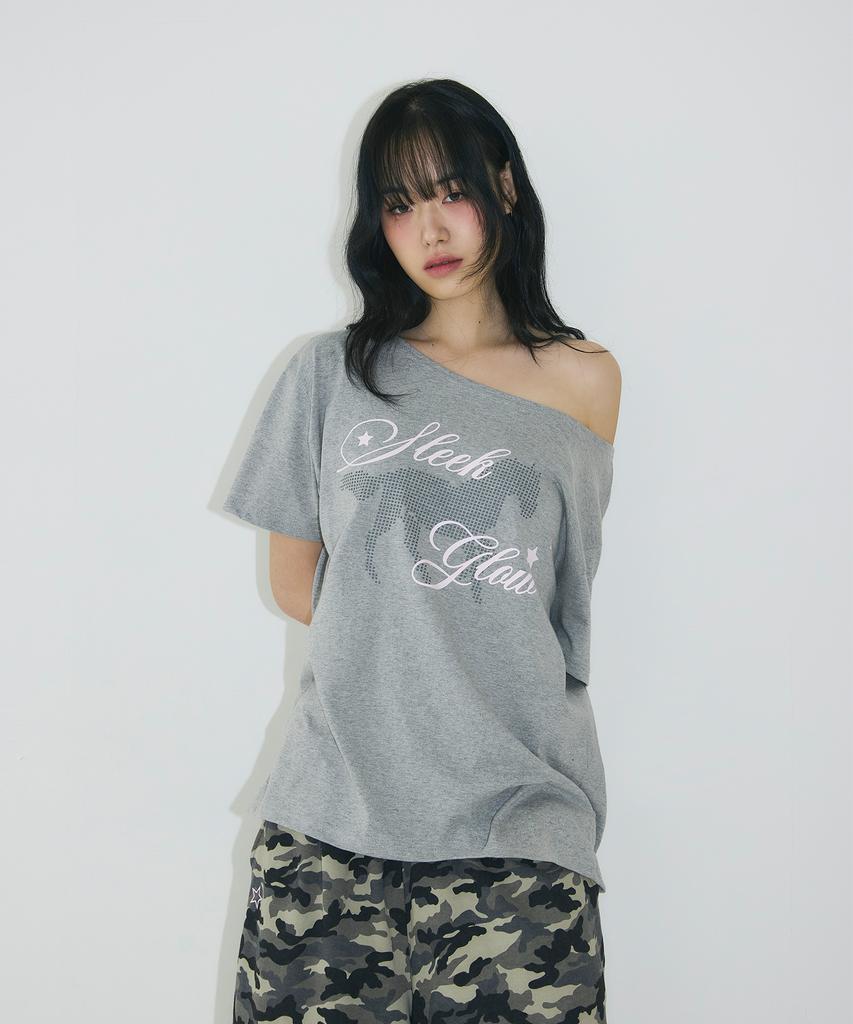 Seulliggeullou Horse One-Shoulder T-Shirt [Gray]