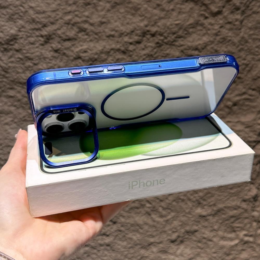 Magnetic Clear Armor Case For iPhone 11 12 13 14 15 16 Pro Max Plus Fold Lens Stand Holder Acrylic Hybrid Bumper Shockproof Cove