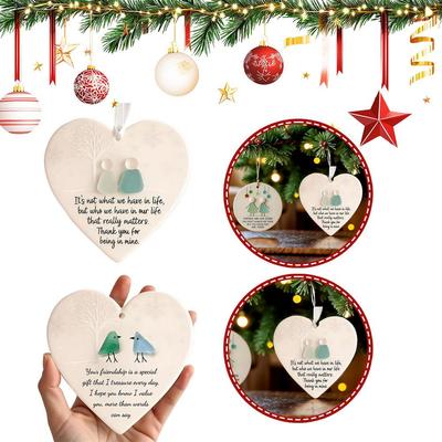 Sea Glass Heart-Shaped Friendship Decor for Christmas Ornaments Heart Seaglass Tree Hanging Keepsake Pendant Birthday Xmas Gifts