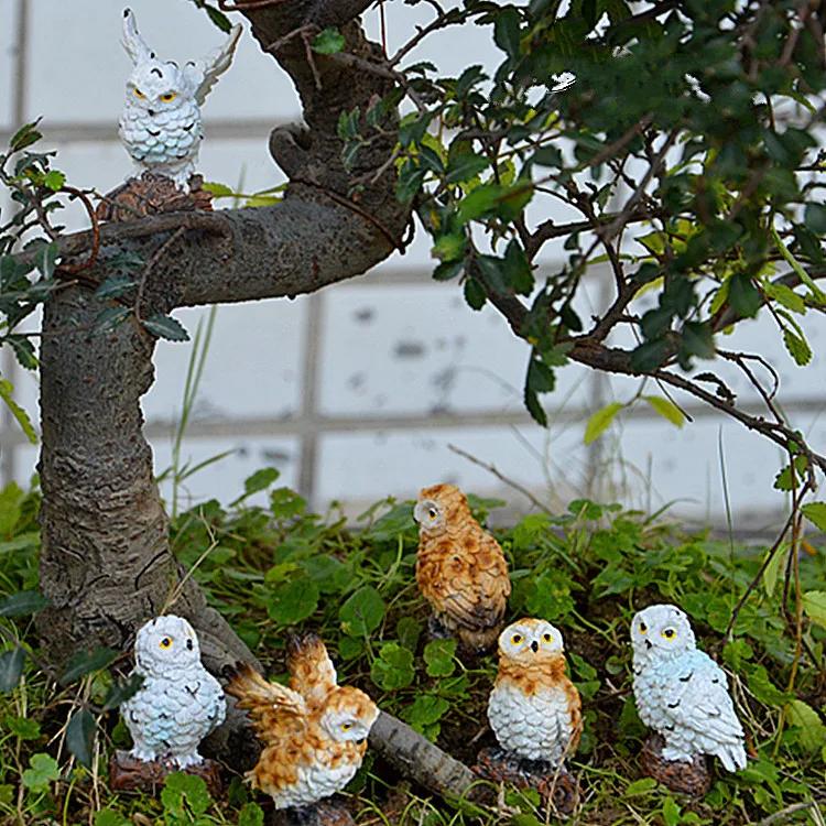 Mini Owl Branch Garden Ornaments Resin Crafts Fairy Garden Dollhouse  Moss Micro Landscape Bonsai Decorative DIY