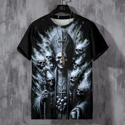 Halloween T-Shirt Men's Skull Graphic T-Shirt Printed Casual Round Neck Short Sleeve