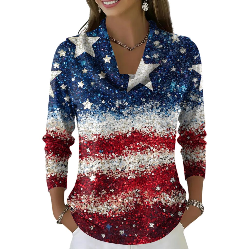 Women's Casual And Fashionable Round Neck Long Sleeved Printed Top Sweater