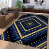 Geometric Tribal Pattern Carpet in Blue and Yellow with Modern Design Suitable for use as an anti-slip for living room bedroom sofas