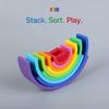 Silicone Rainbow Stacker Puzzle - Baby Stacking Toy Building Blocks, Open Ended Montessori Nesting and Sensory Fidget Toy Teether Gifts - 10 Layers