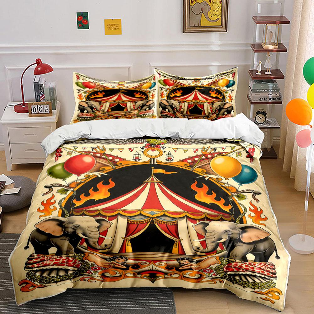 Circus tent with elephants. Bedding sets Duvet cover sets Duvet covers Pillowcases(1* Duvet Cover 2* Pillowcases without duvet insert)
