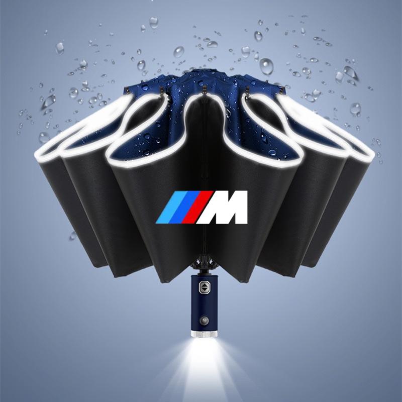 MZFK7 LED Automatic Folding Umbrella Windproof Umbrella Sticker For BMW M Power X1 E84 X3 F25 X5 E53 X6 E71 IX3 I3 320i 330d M4 1 3 5