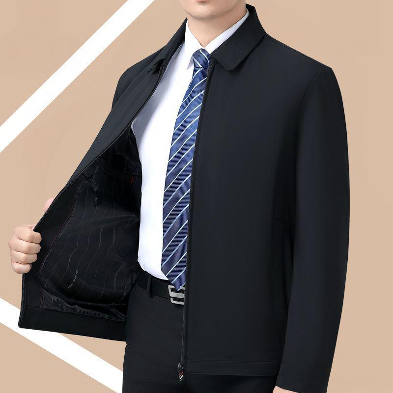 Men's Business Casual Autumn/Winter Warm Lapel Jacket with Cotton Padding