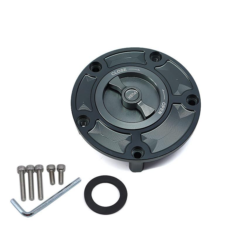SH-L6005: Quick-release aluminum alloy fuel tank cap for motorcycle modifications.