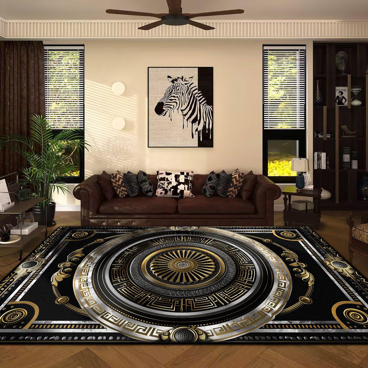 

Black Luxury Marble Carpet Non Slip Large Area Rugs Washable Living Room Decor Chinese Home Rug Parlor Bath Mat 60x90cm